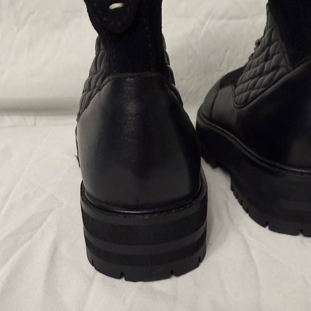 Black Quilted Combat Boots - Picture 9 of 12